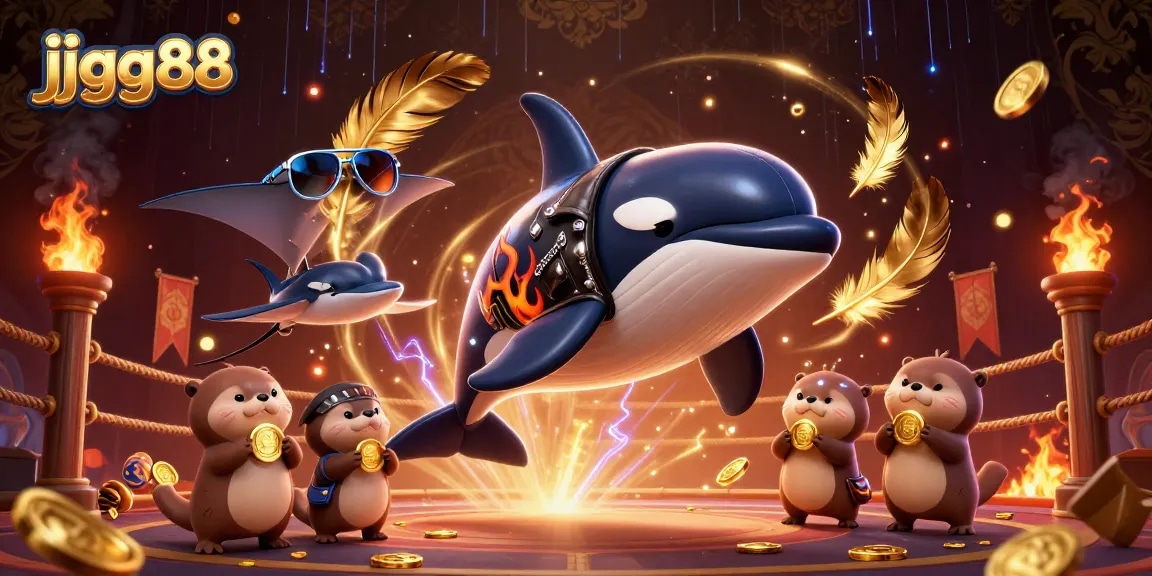 Experience thrilling wins with jjgg88's vibrant casino scene filled with animated characters and dynamic gambling elements.