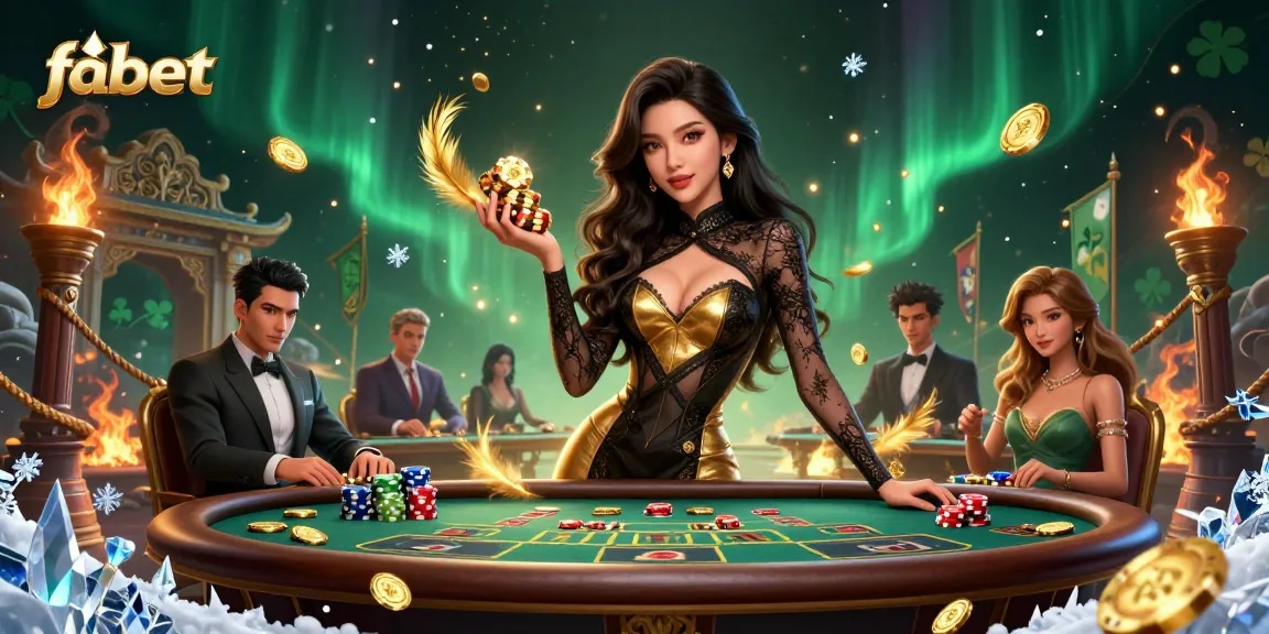 Experience high-stakes baccarat at fabet with elegant ambiance and golden casino chips.
