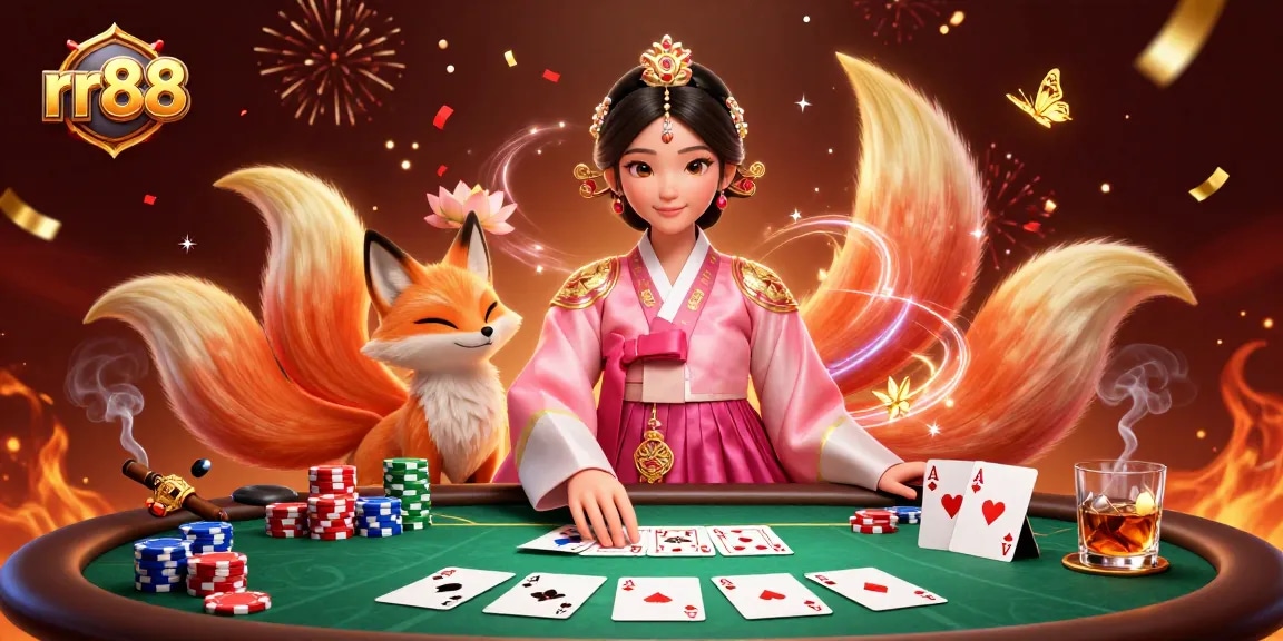 Experience thrilling victories at rr88 with a vibrant digital casino scene showcasing poker elements and enchanting characters.