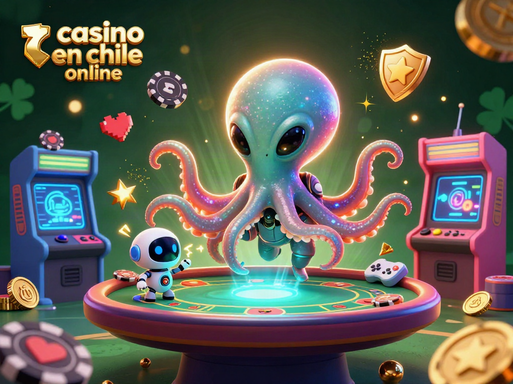 Juega en el casino en Chile online con un pulpo alienígena y su robot compañero en un ambiente vívido.