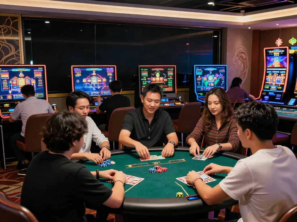 Players enjoying engaging games at KU88 online casino with vibrant graphics and high-energy atmosphere.