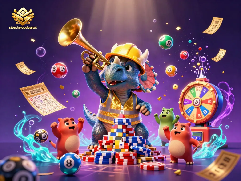 Engage with stoeckerecological's vibrant casino scene featuring cheerful dinosaurs celebrating big wins.