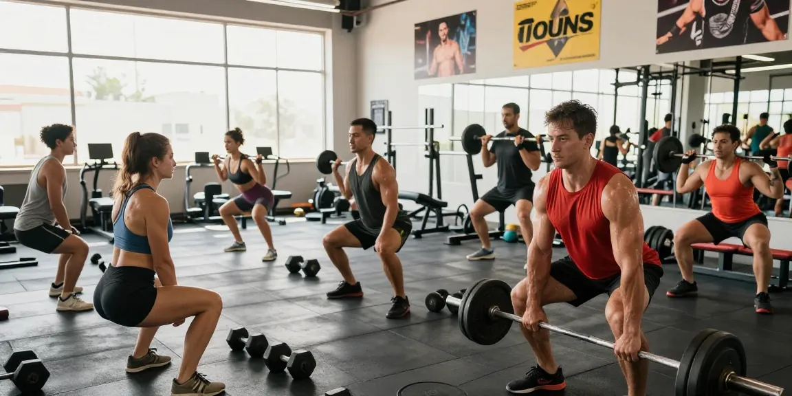 Culturistas entrenando en el gimnasio Esteroidesshop con pesas y determinación.