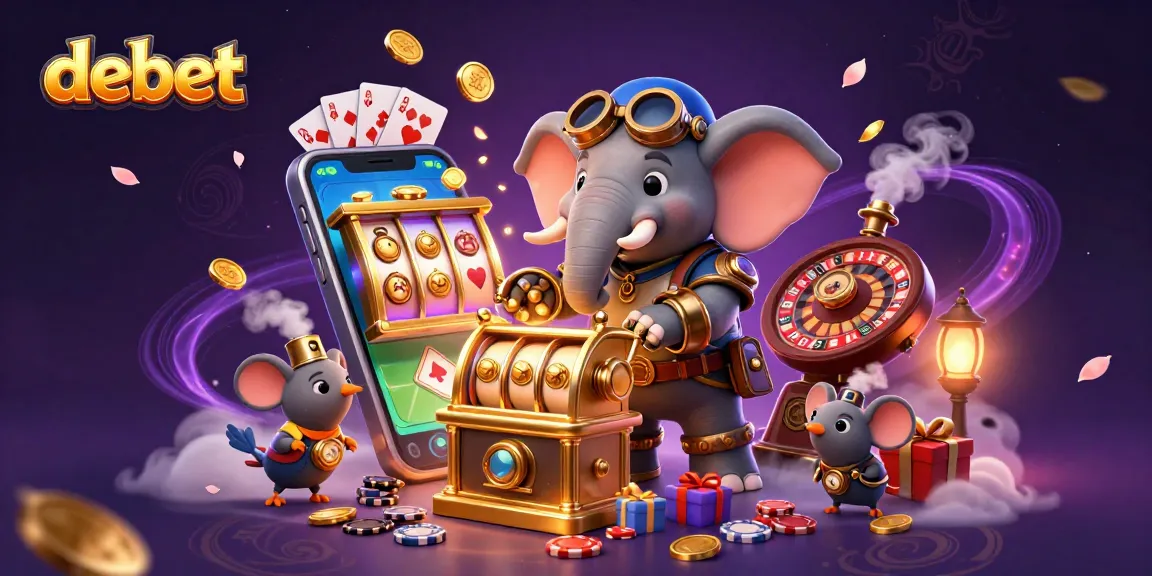 Engage with debet gaming dynamics through a vibrant, steampunk casino-themed illustration.