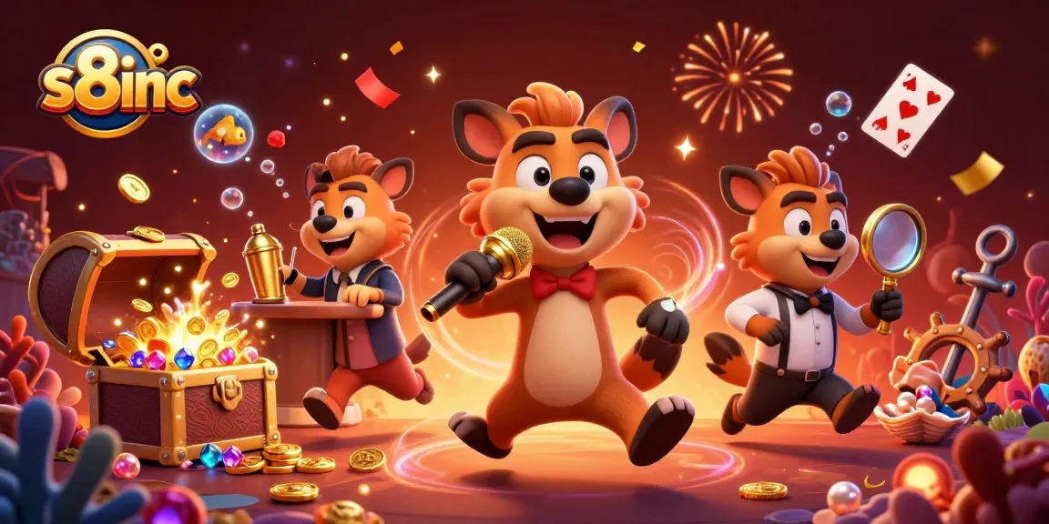 s8inc engages players with lively hyenas in a fully packed casino scene full of excitement and treasures.